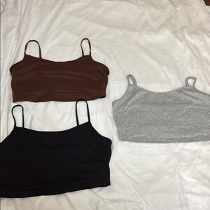Stylish Women's Crop Top Set - Black, Brown, and Gray